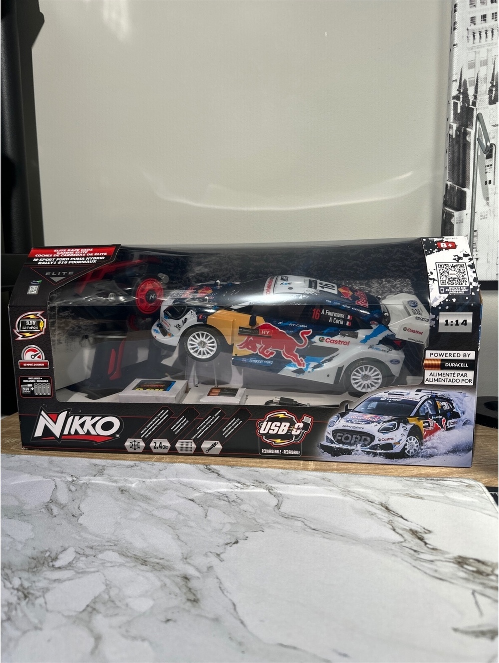 Nikko Elite 1:14 RC Car M-Sport Ford Puma Rally1 #16 Fourmaux Red Bull WRC NEW